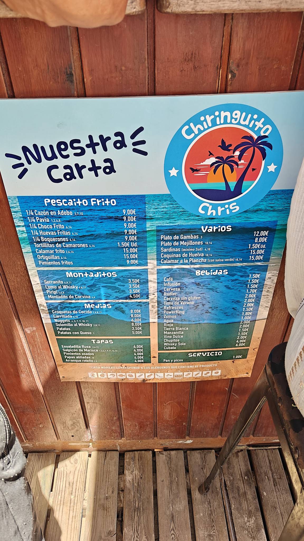 CHIRINGUITO CHRIS меню