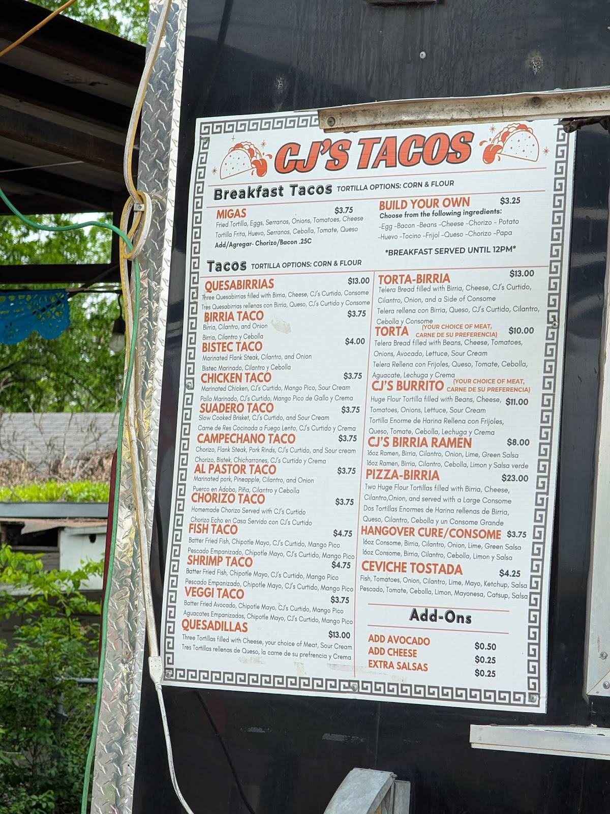 CJ's Tacos - Burleson меню
