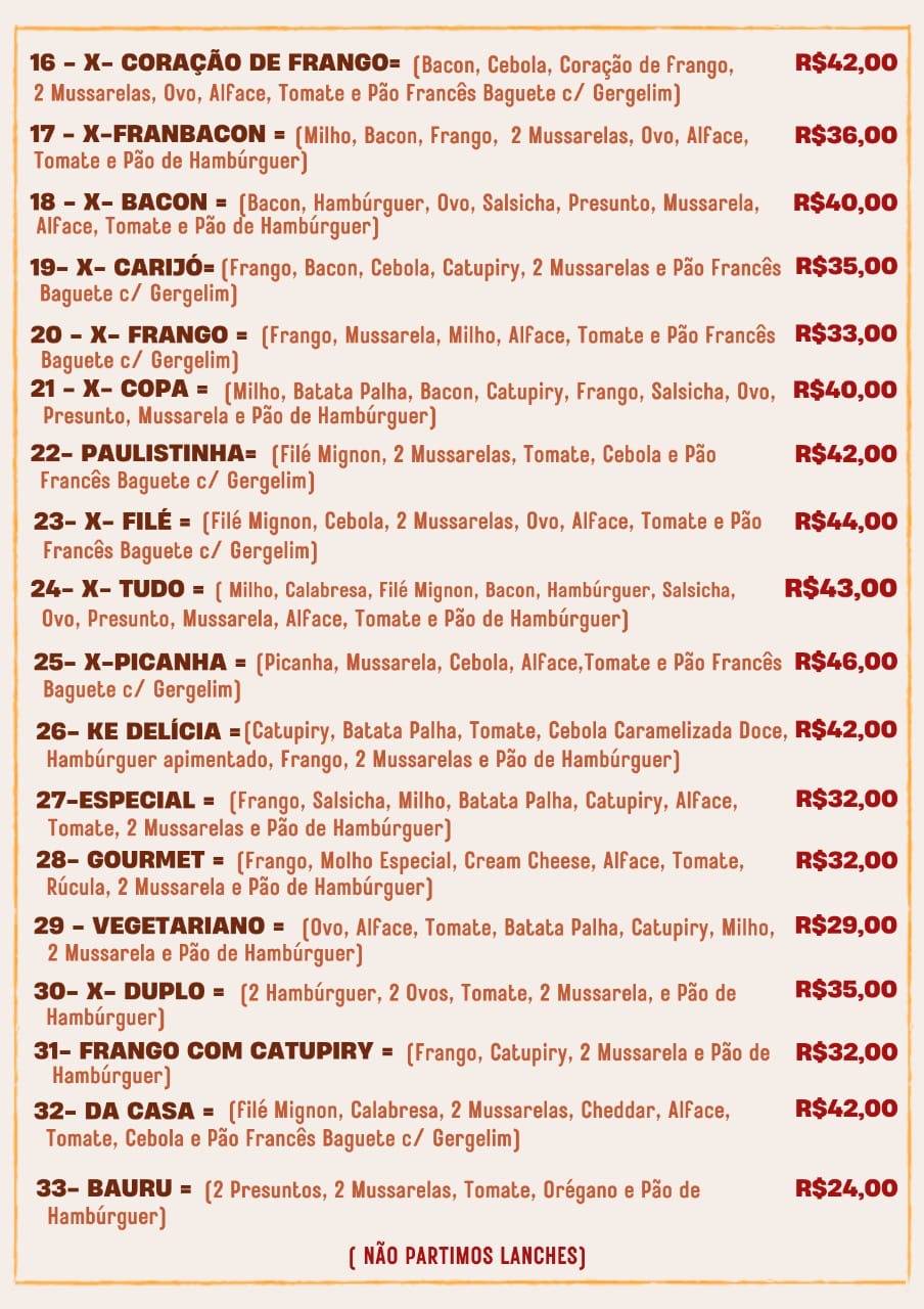 COPA LANCHES & GRELHADOS меню