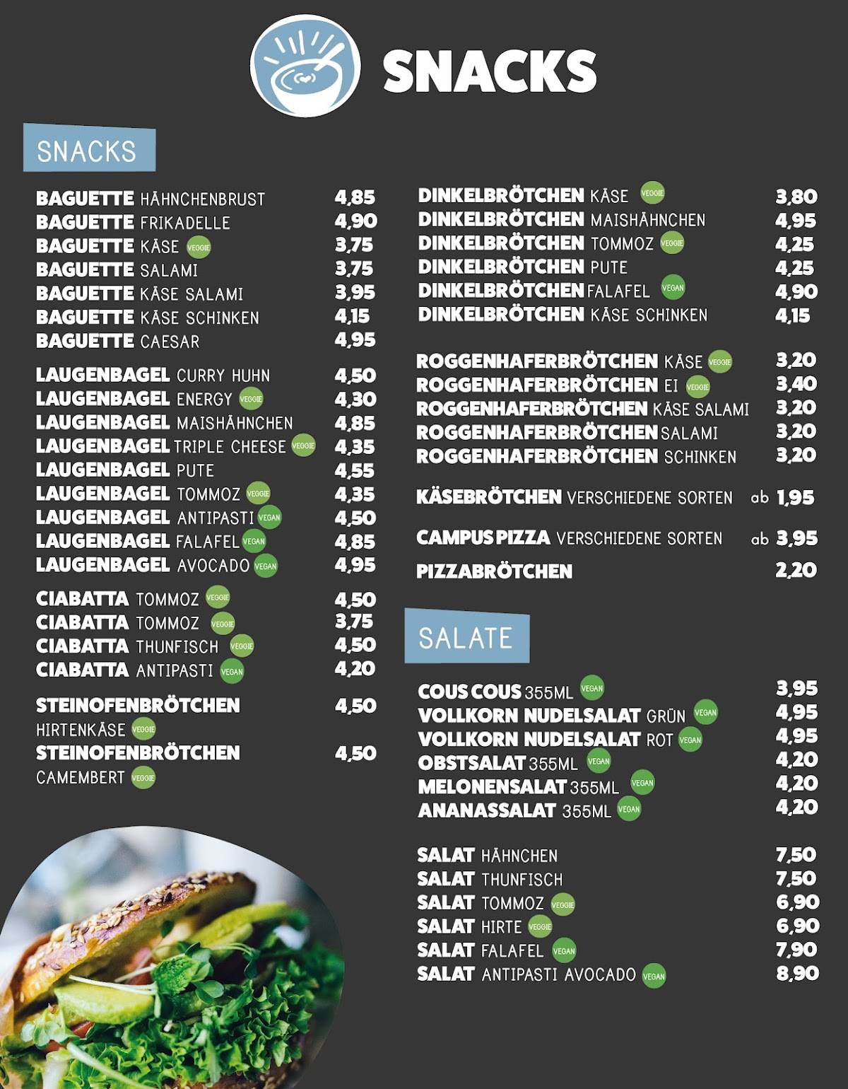 Campus Suite - Frühstück, Kaffee, Lunch меню