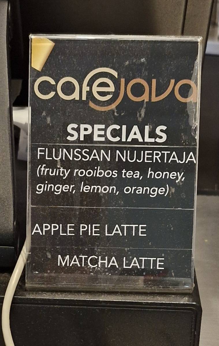 Cafe Java меню