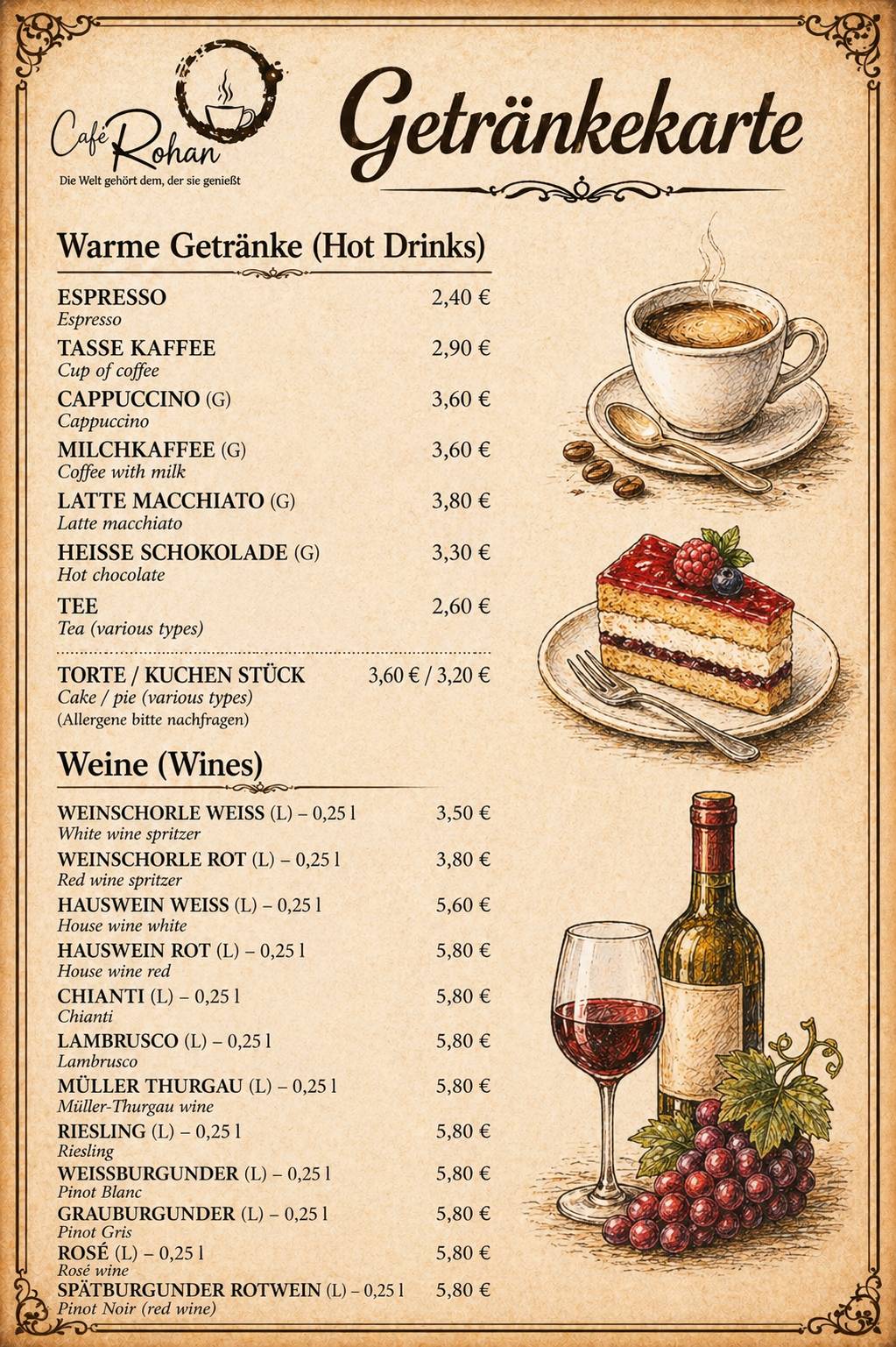 Restaurant & Cafe Rohan меню