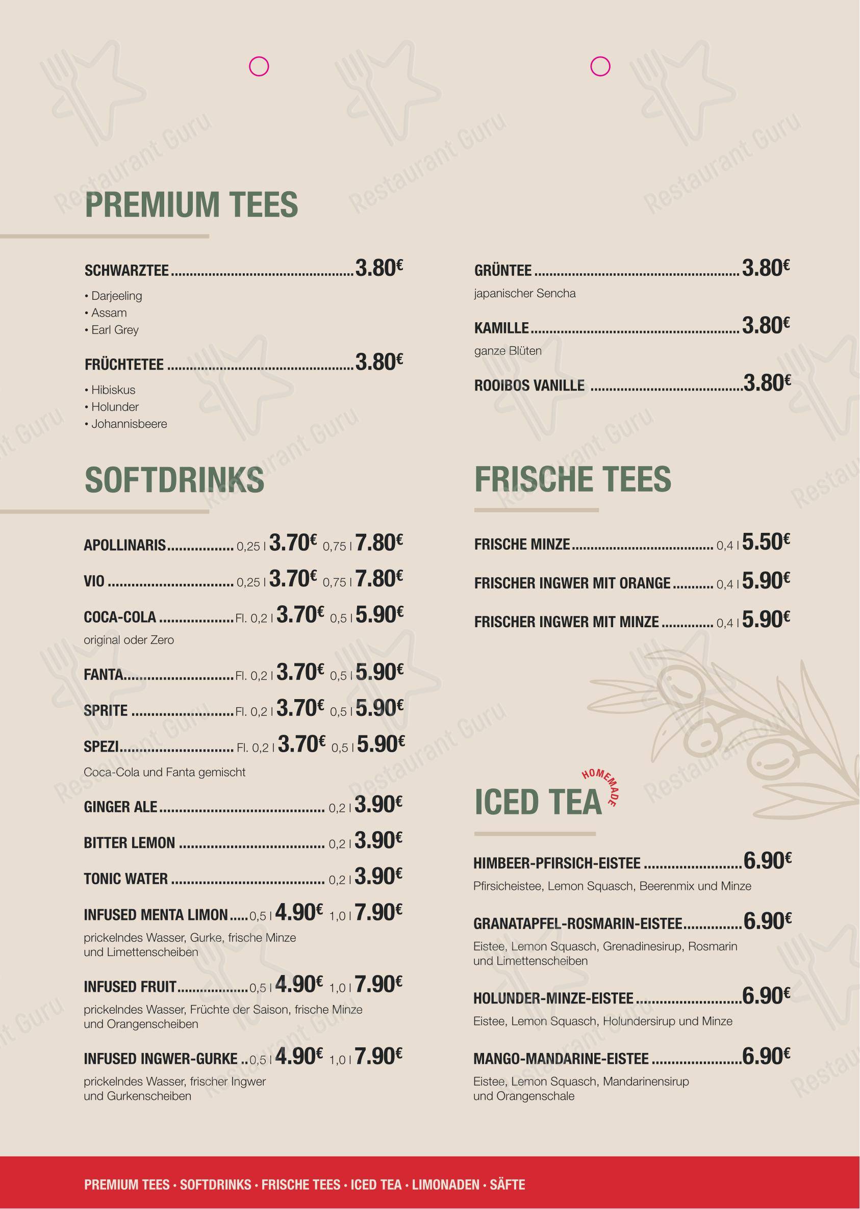 Меню кафе Café Spesso