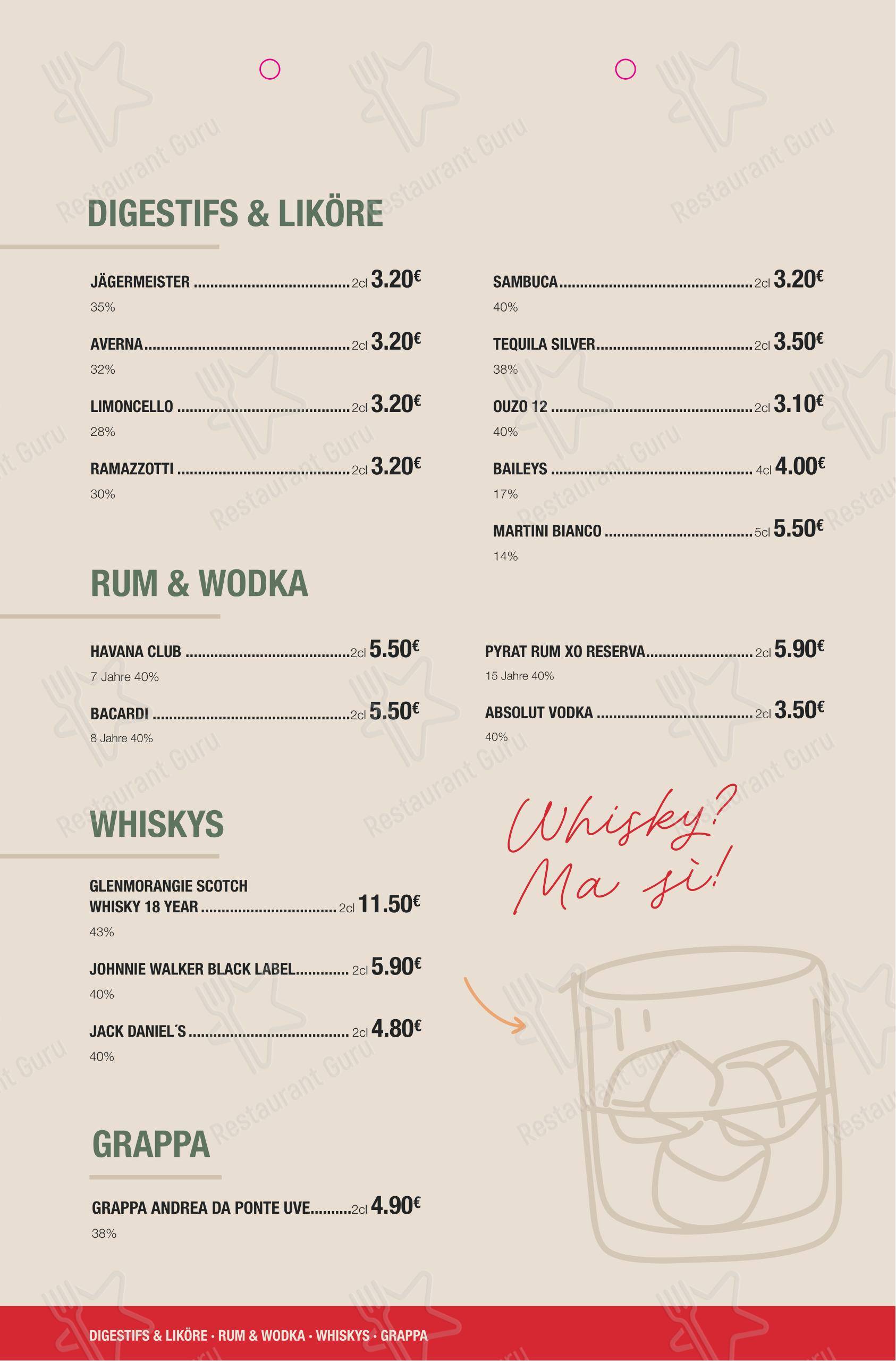 Меню кафе Café Spesso