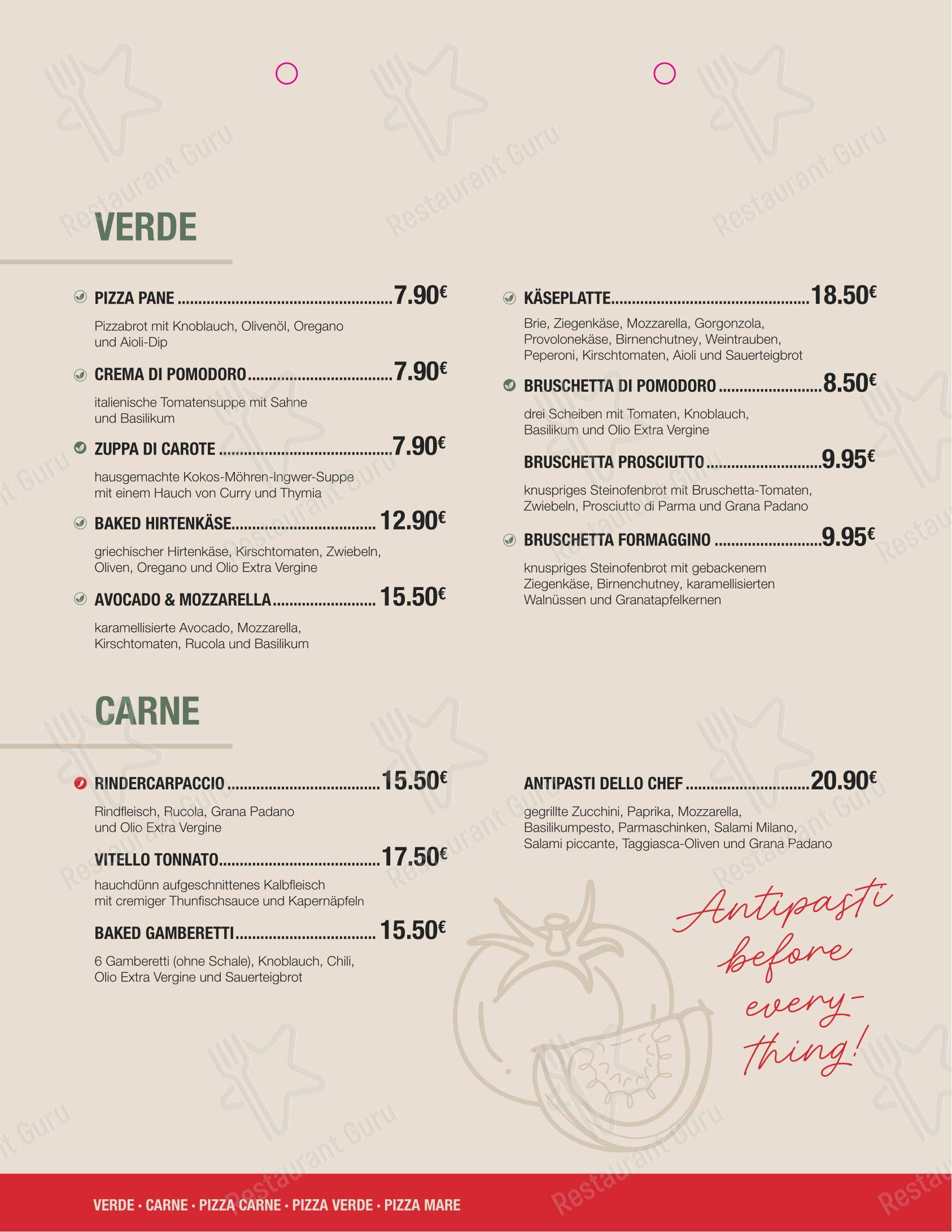 Меню кафе Café Spesso