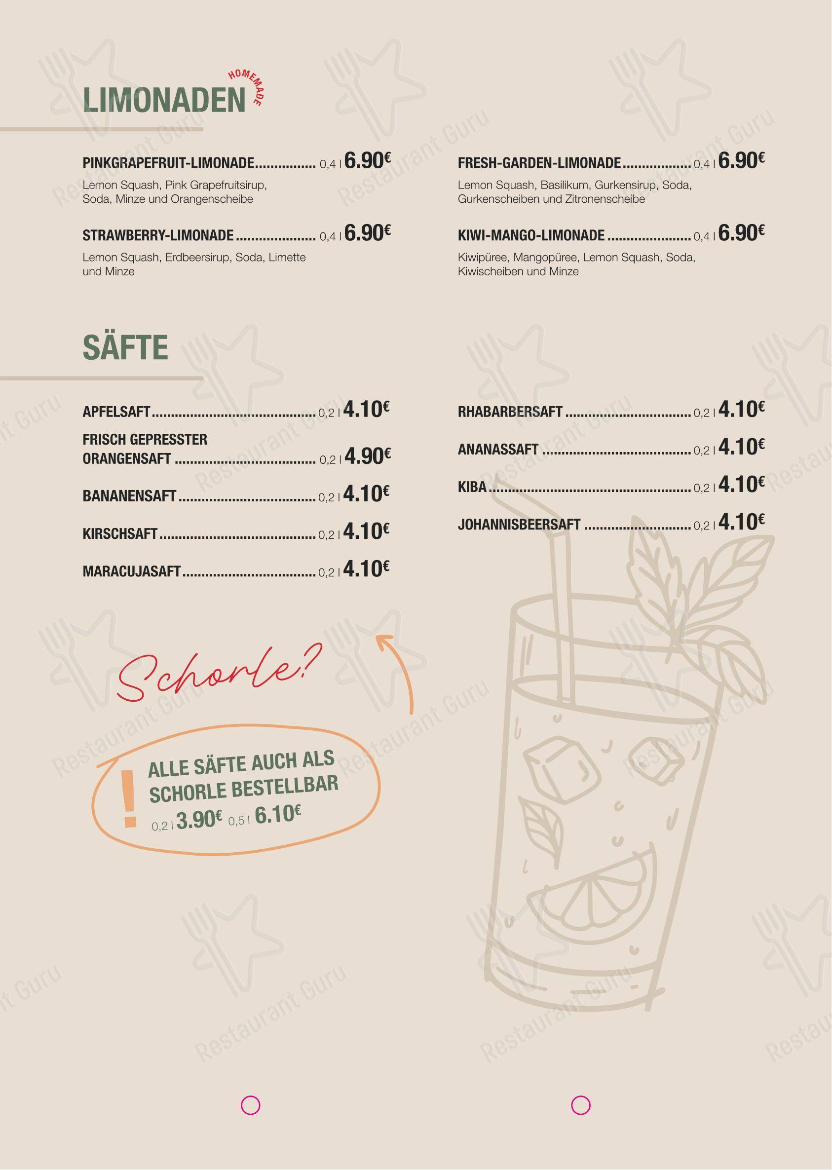 Меню кафе Café Spesso в Ганновере