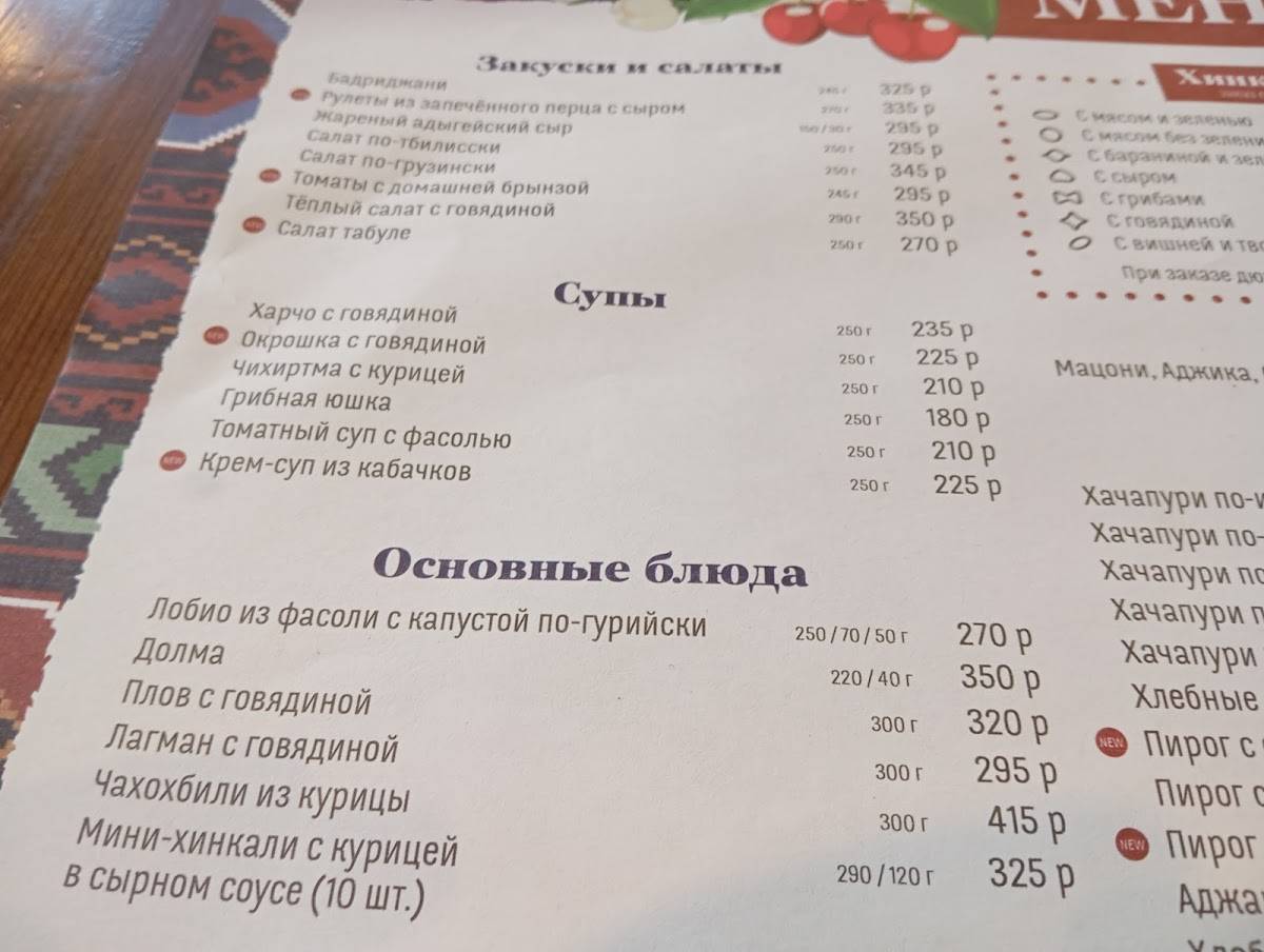 Старик Хинкалыч меню