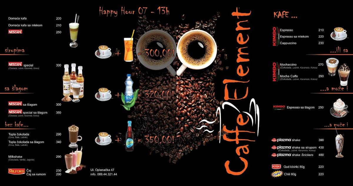 Kafe Element меню