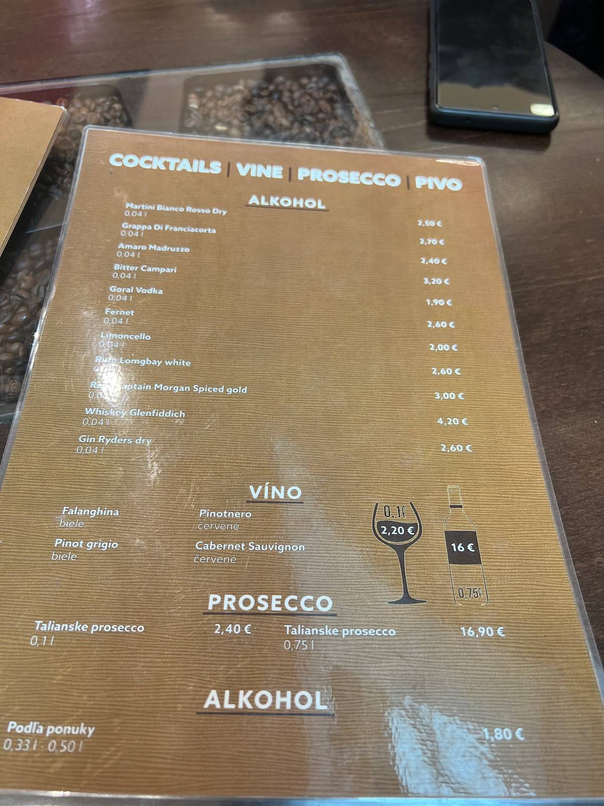 Caffé Trieste Poprad меню