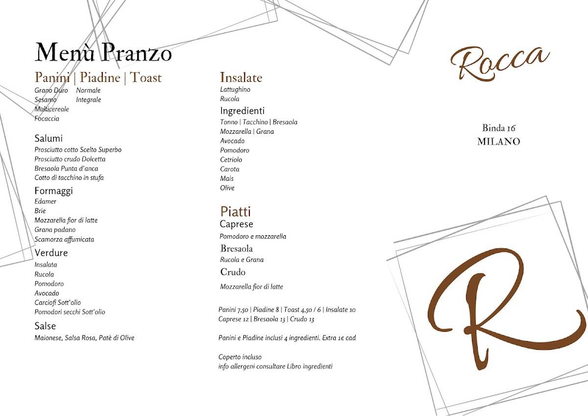 Caffetteria Rocca меню
