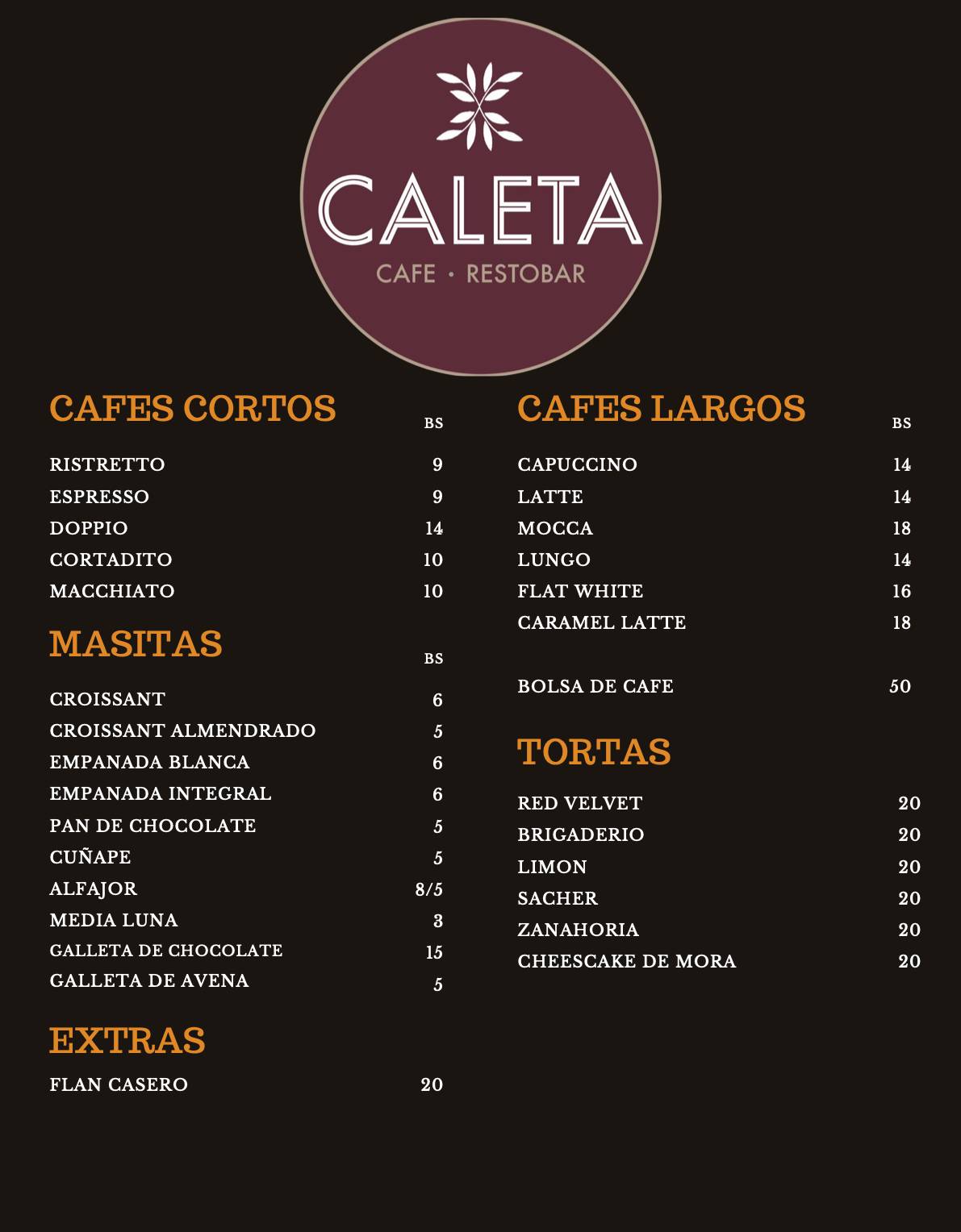 Caleta меню