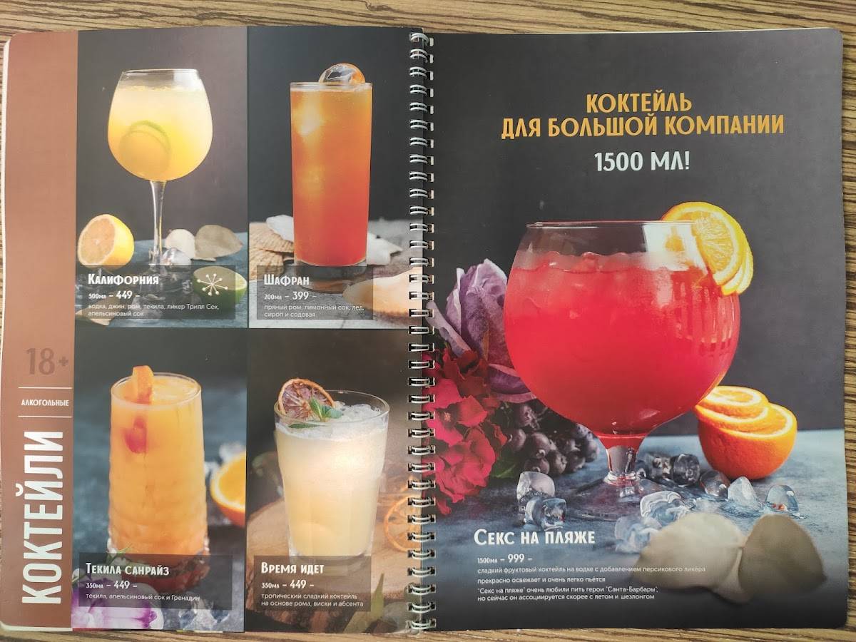 Калифорния меню