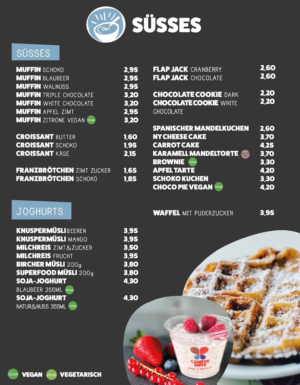 Campus Suite - Frühstück, Kaffee, Lunch меню