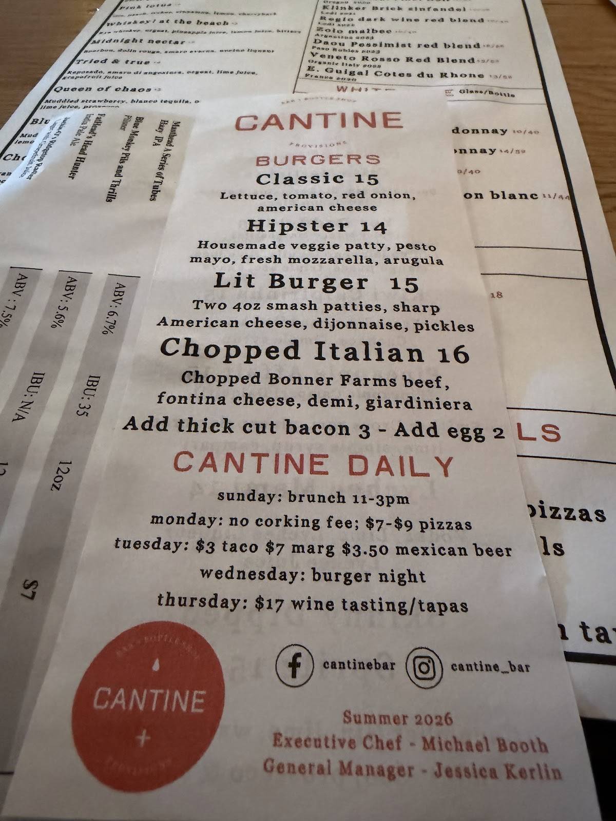 Cantine меню