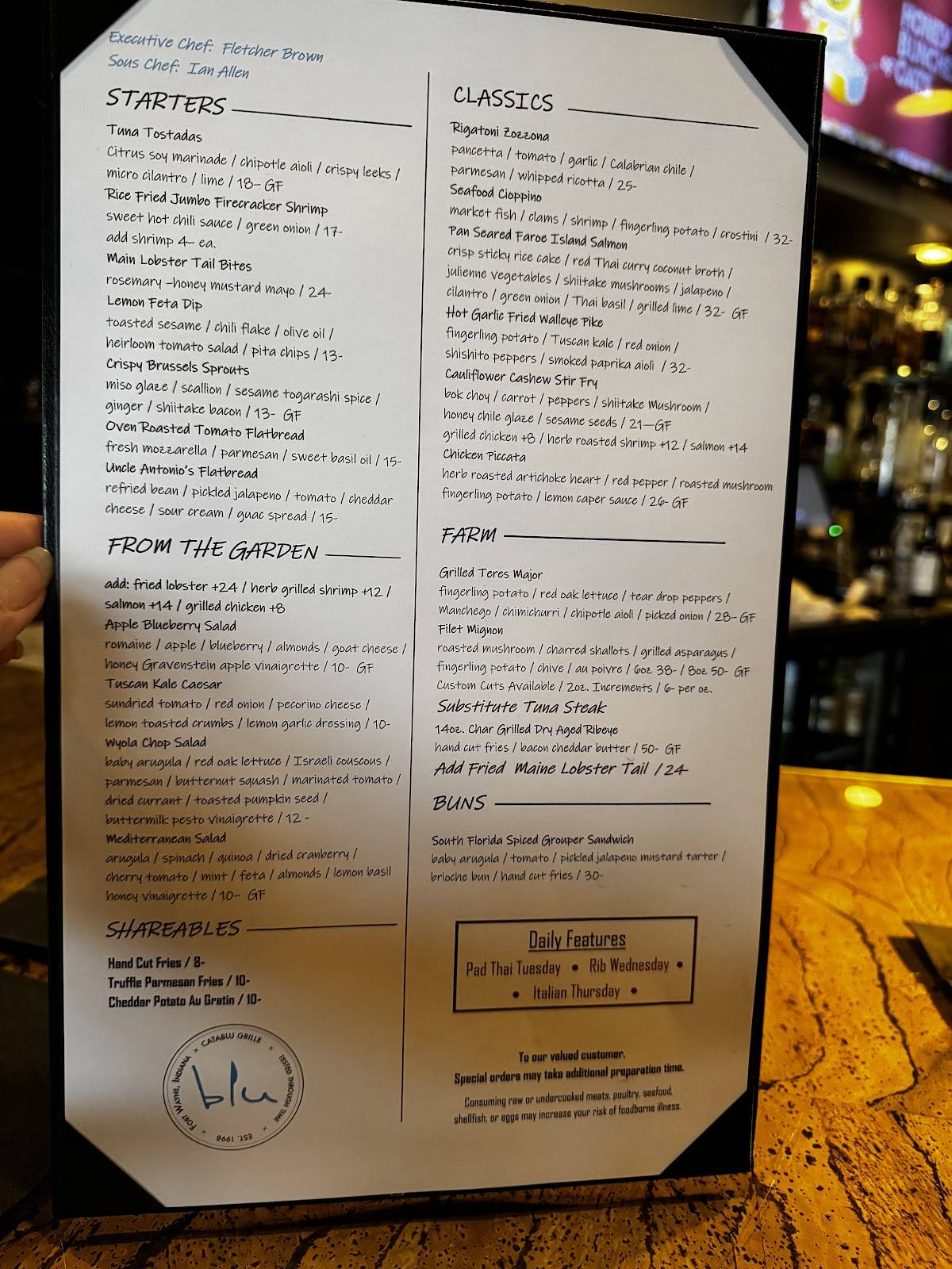 Catablu Grille меню