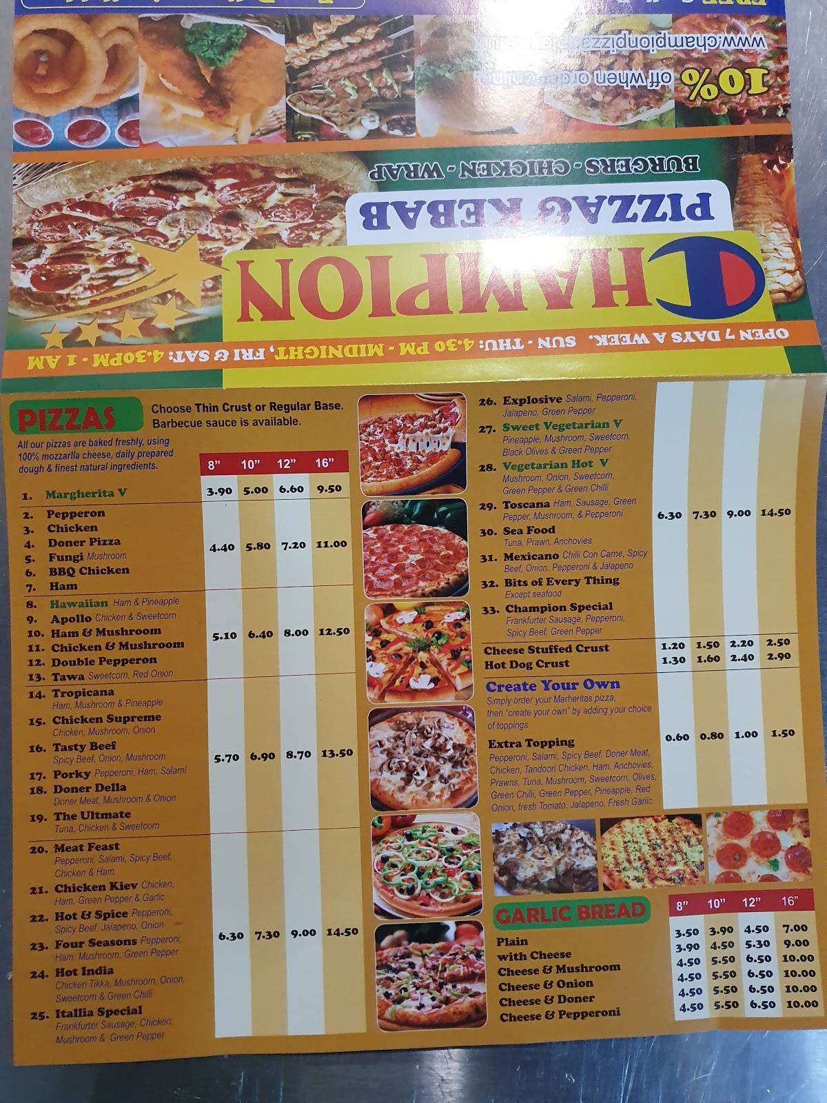 Champion Pizza Ripley меню