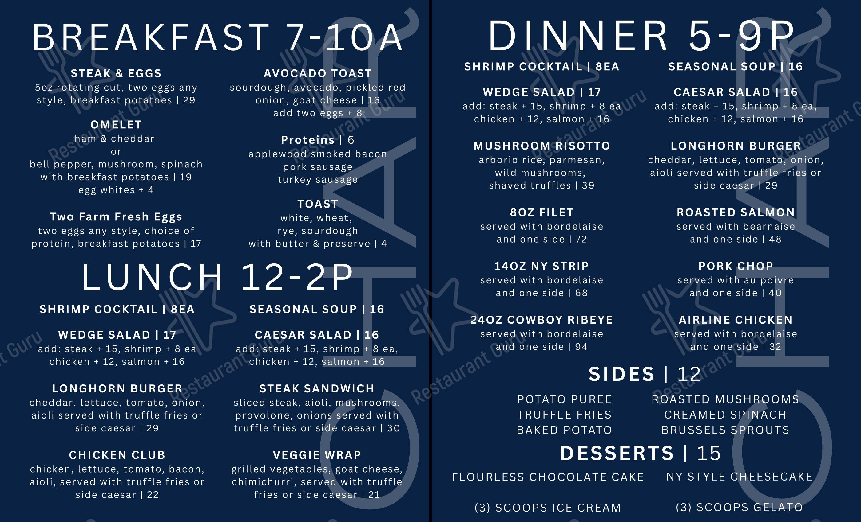 Group Booking Menu паба и бара Char Steak & Lounge