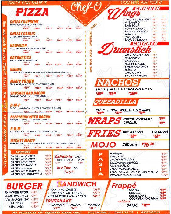 Chef-O Pizza Shop меню