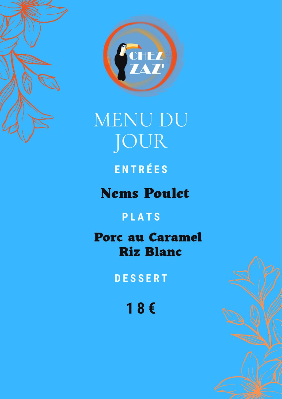 Chez Zaz’ меню