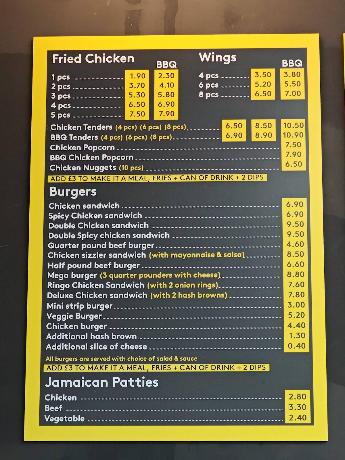 CHICKEN & KEBAB STOP меню