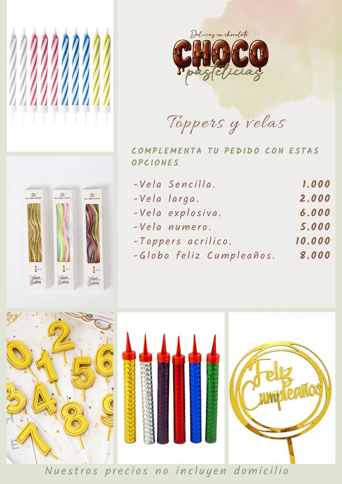 Chocopastelicias меню