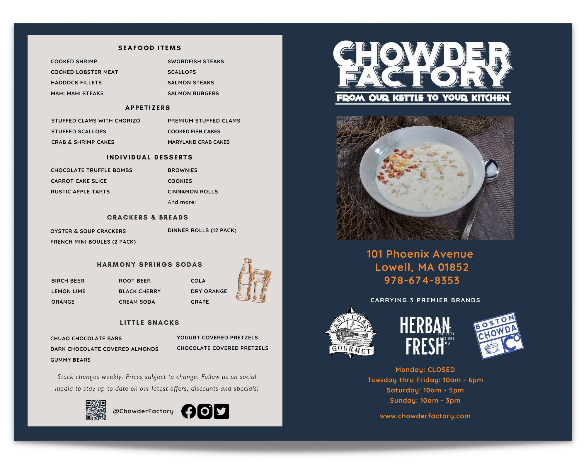 Chowder Factory меню