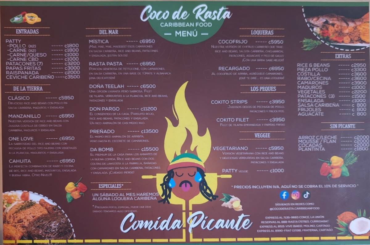Coco de Rasta Rastaurante меню
