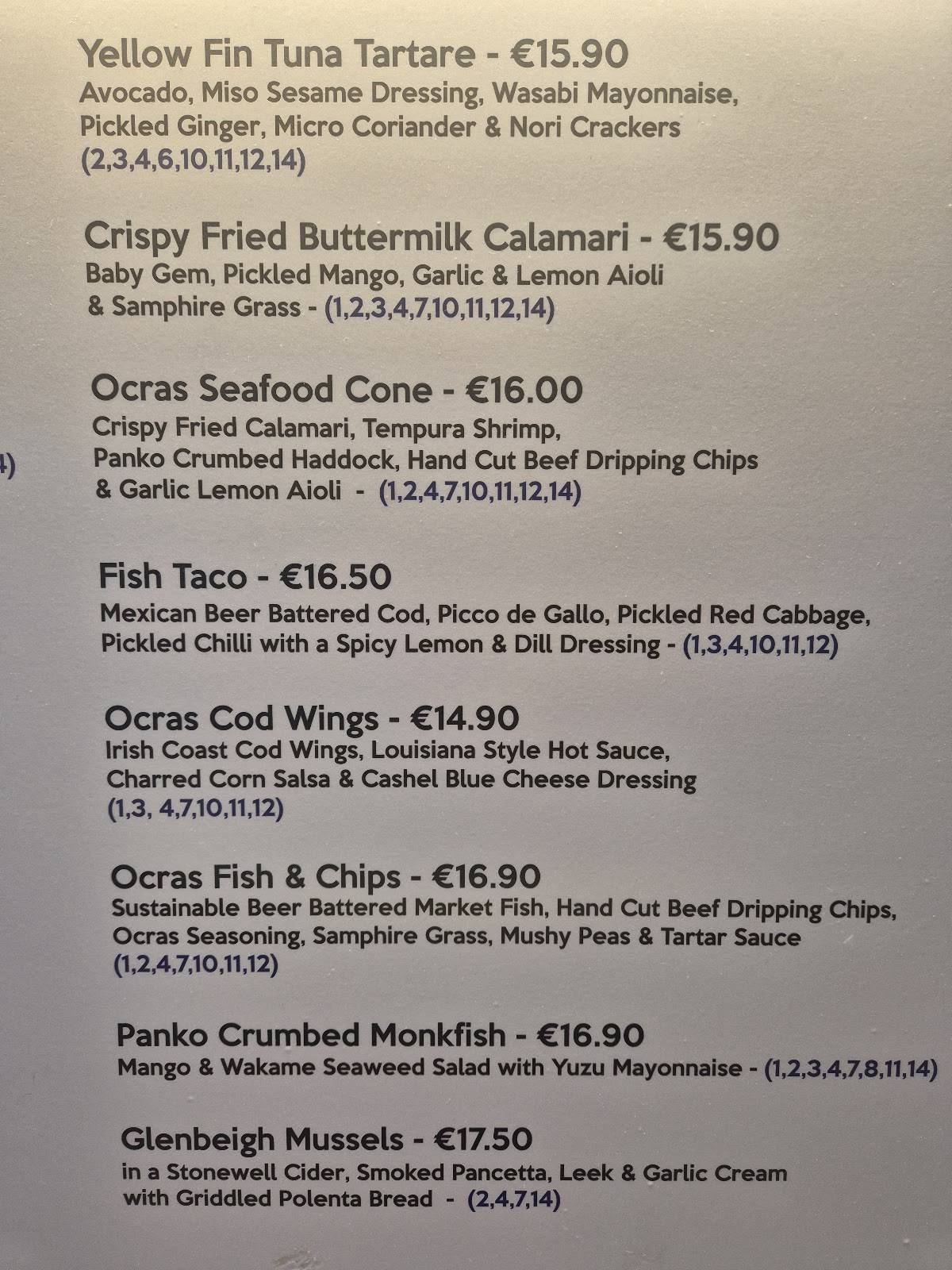 Okras Seafood & Snax меню
