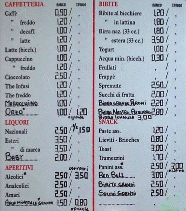 Cream Caffė Bar Tabacchi меню