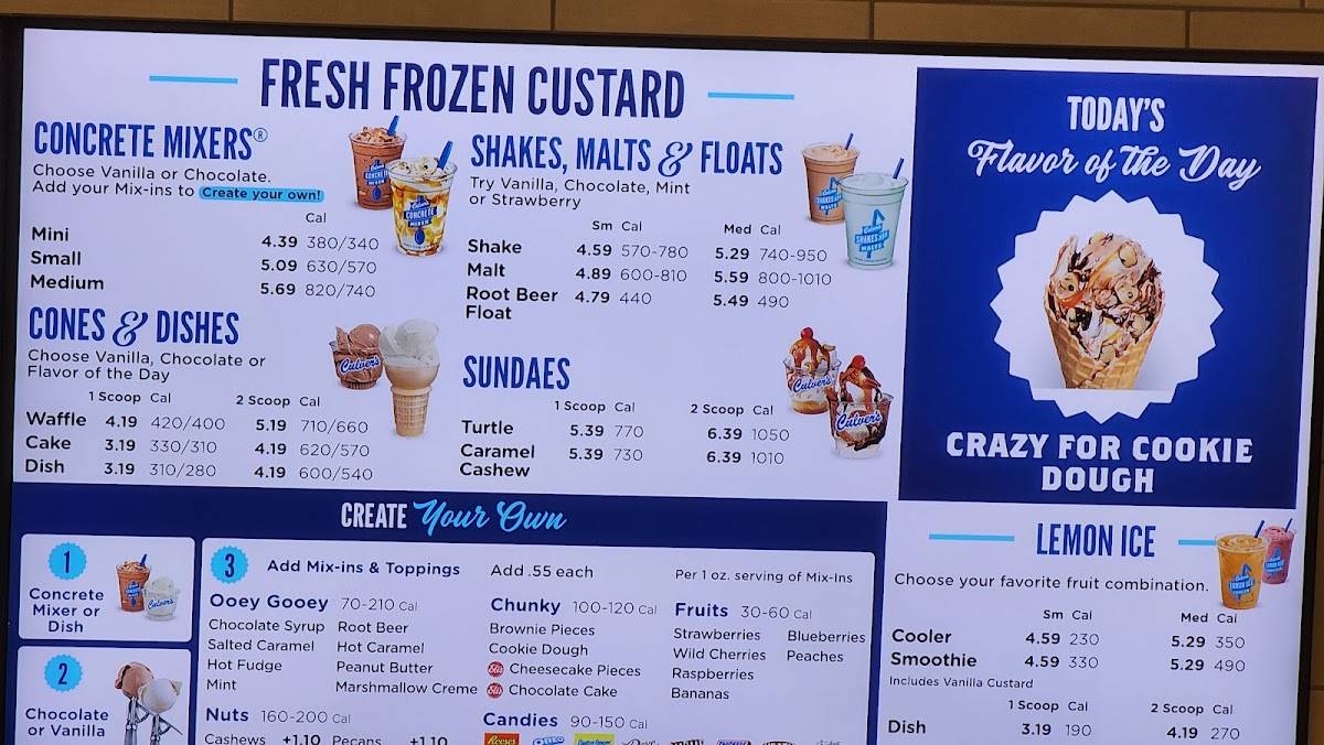 Culver’s меню
