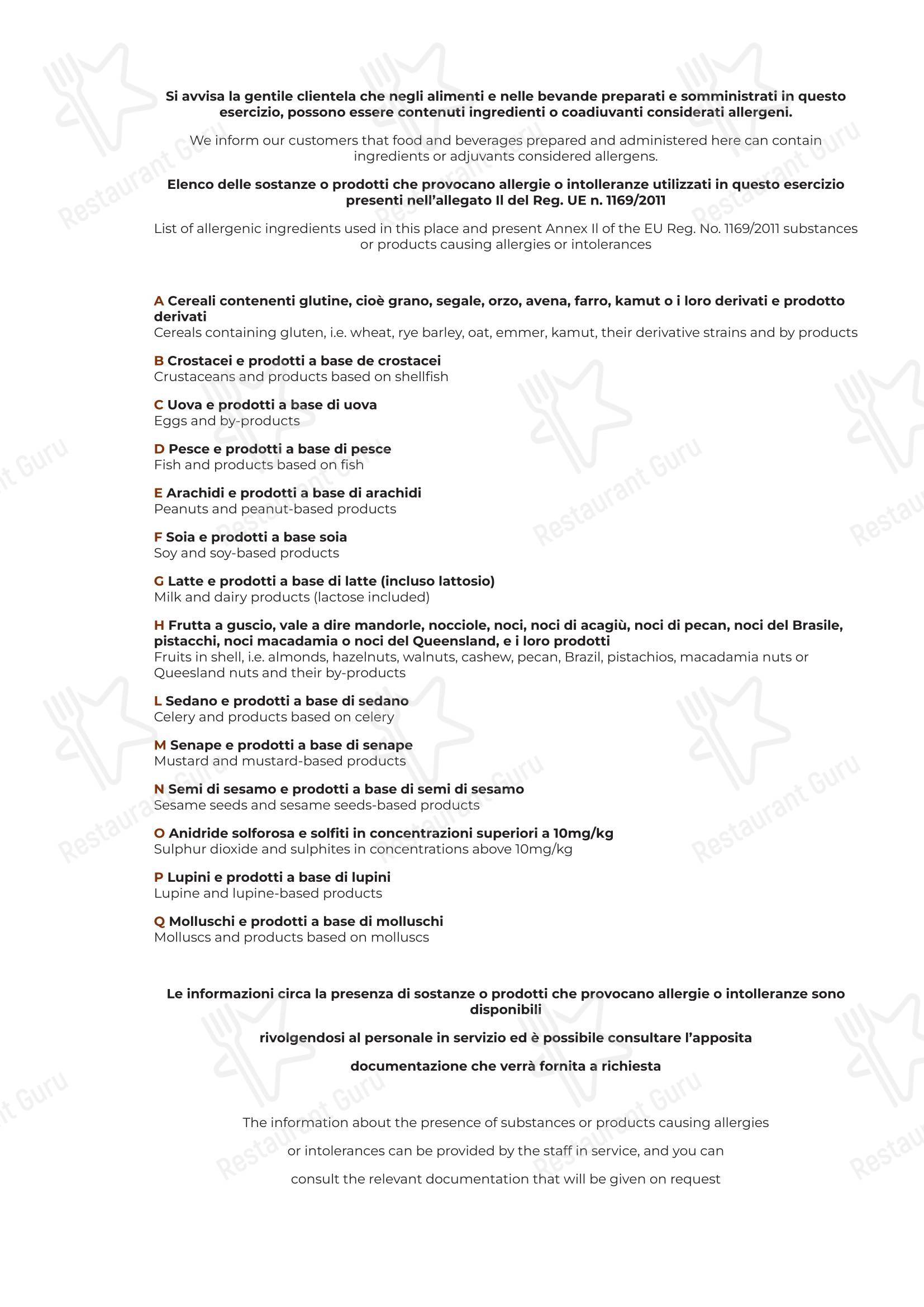 Меню паба и бара Cybo - Меню