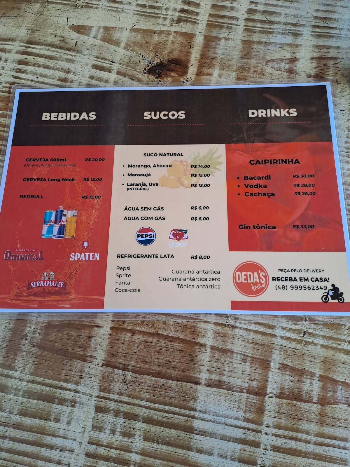 Dédas Bar меню