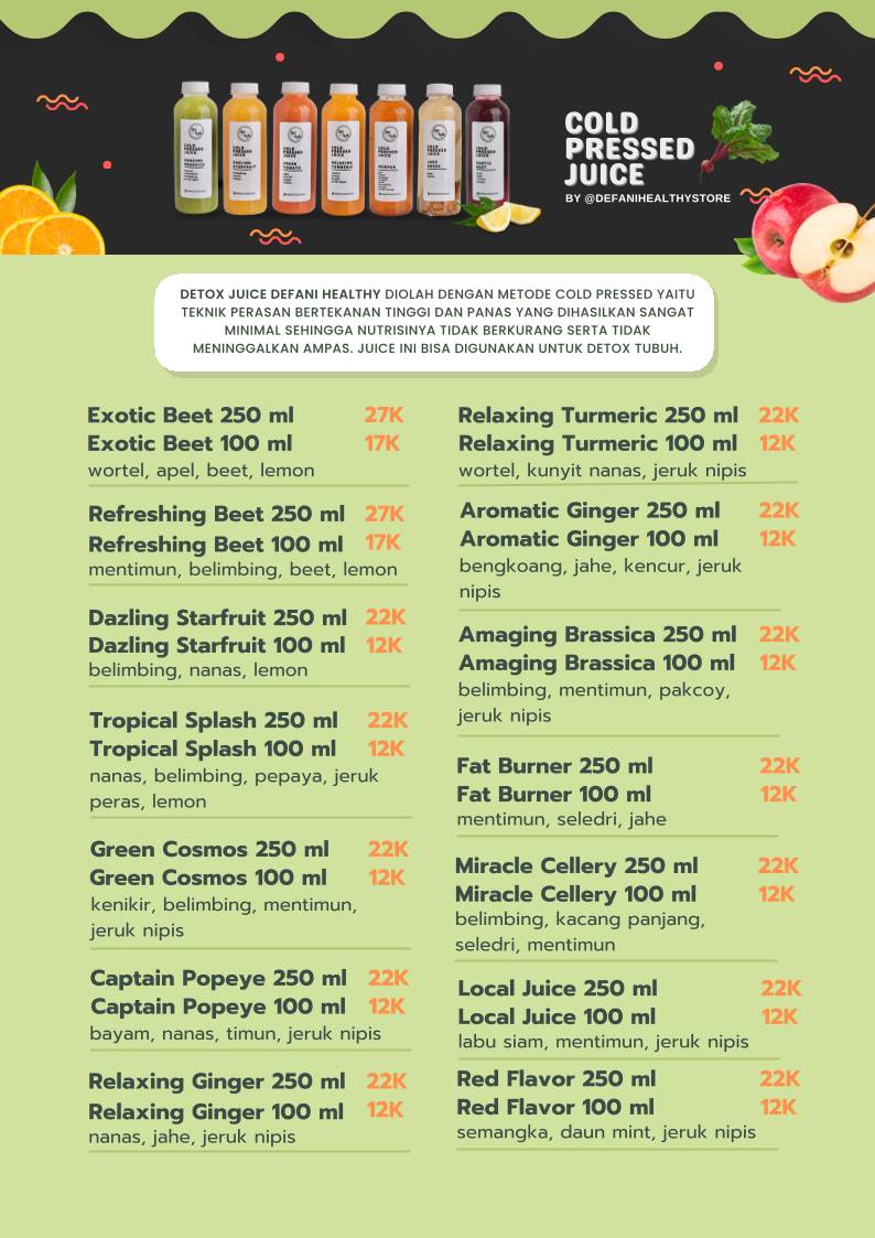 Defani Healthy Store меню