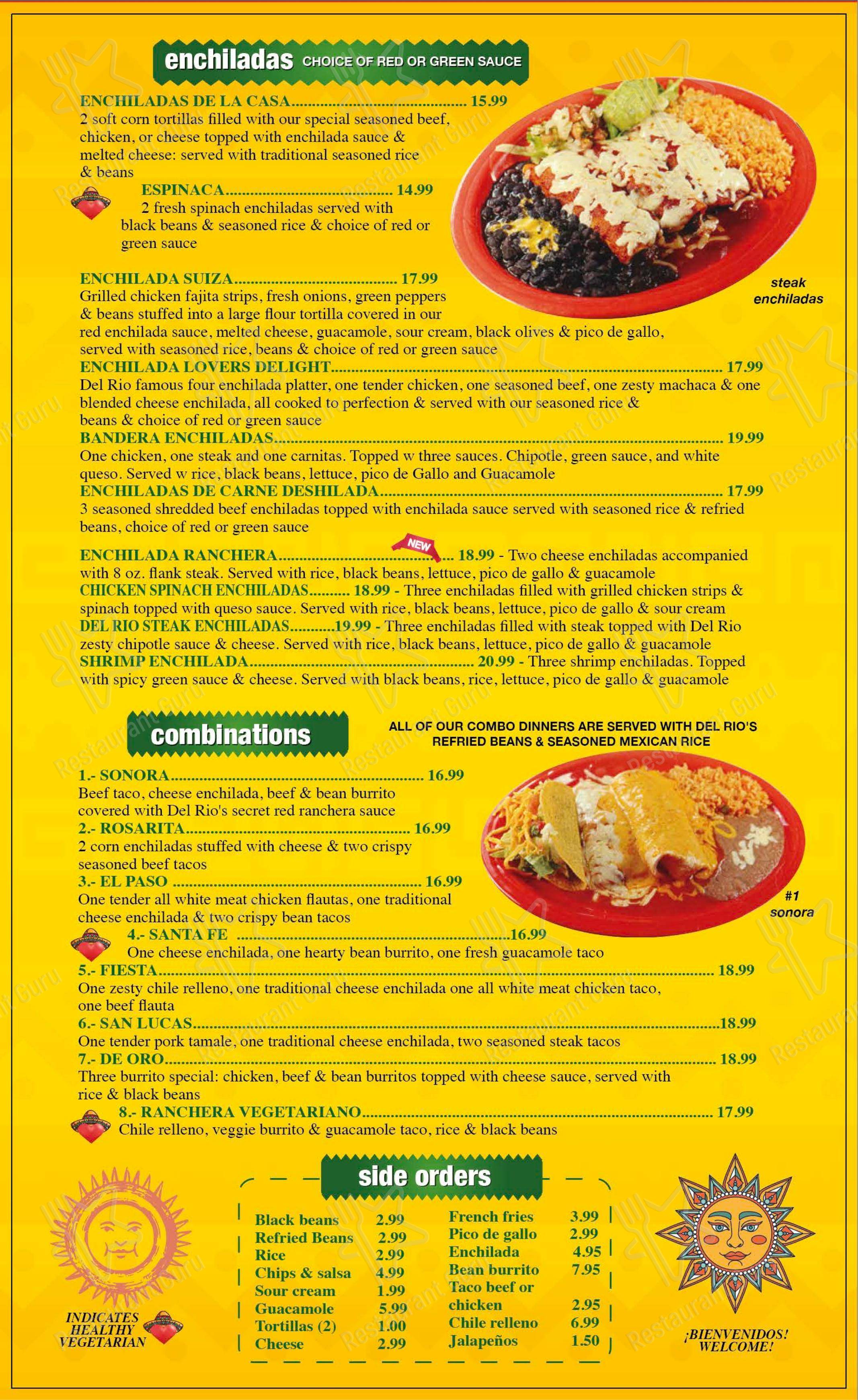 Меню ресторана Del Rio Restaurant в Лизбурге
