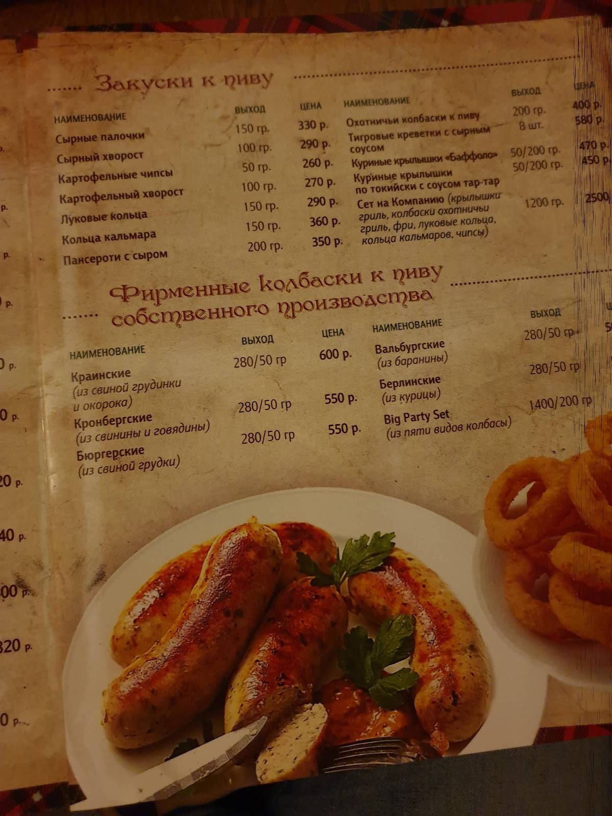 Dickens Pub меню