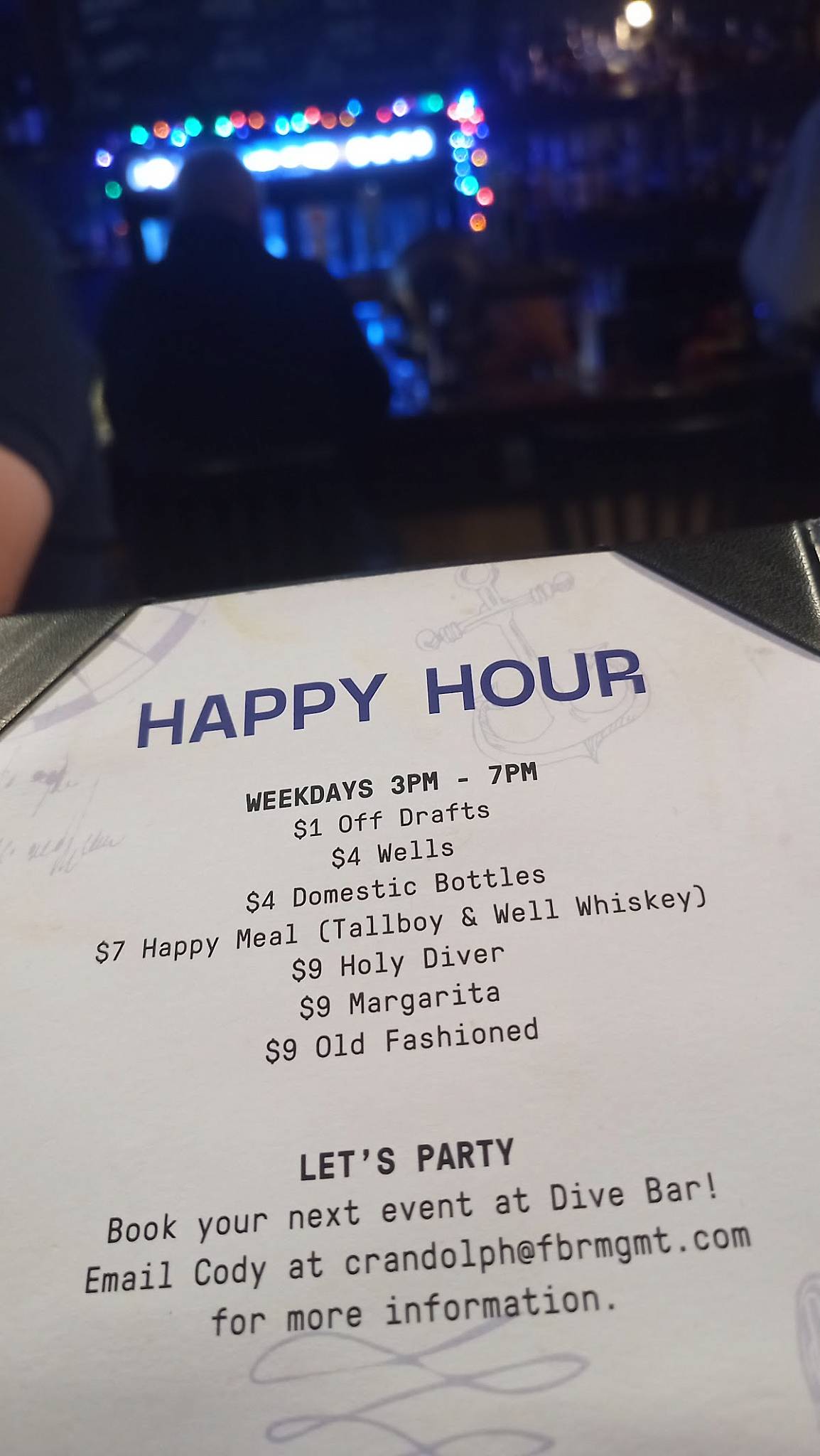 Dive Bar Austin меню