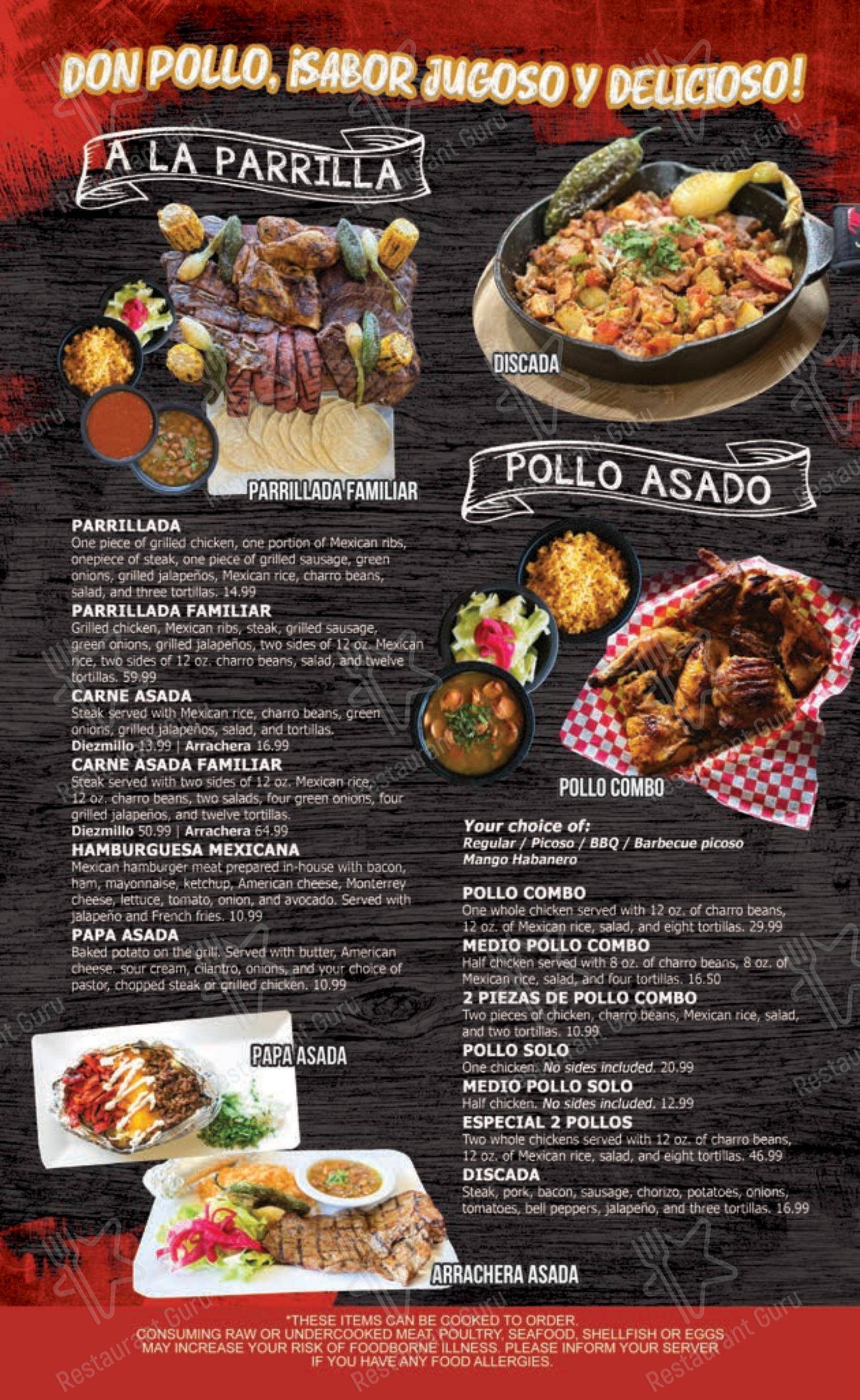 Don Pollo в Талсе - Меню