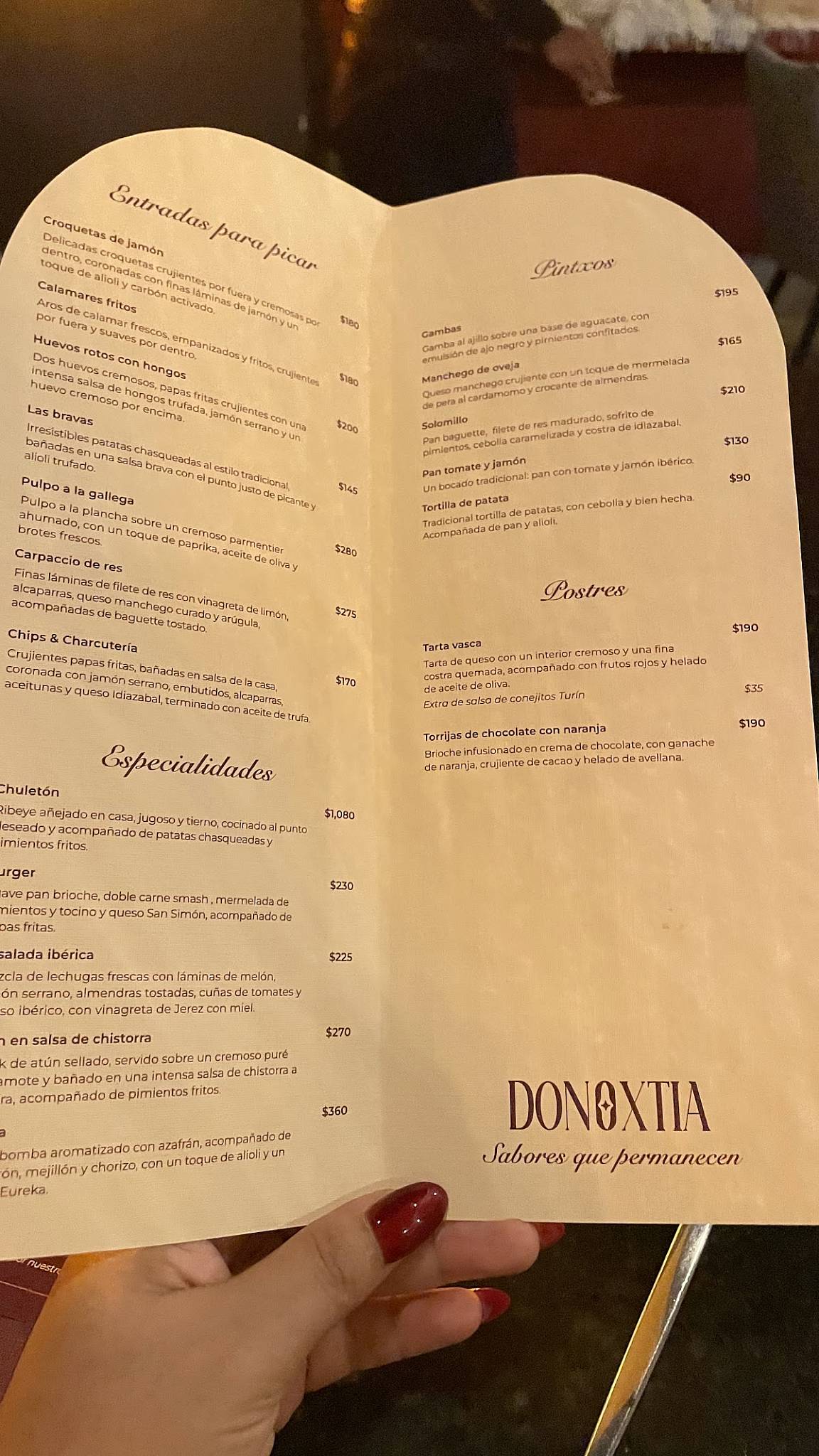 Donoxtia меню