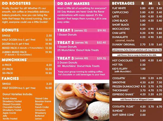 Dunkin' меню