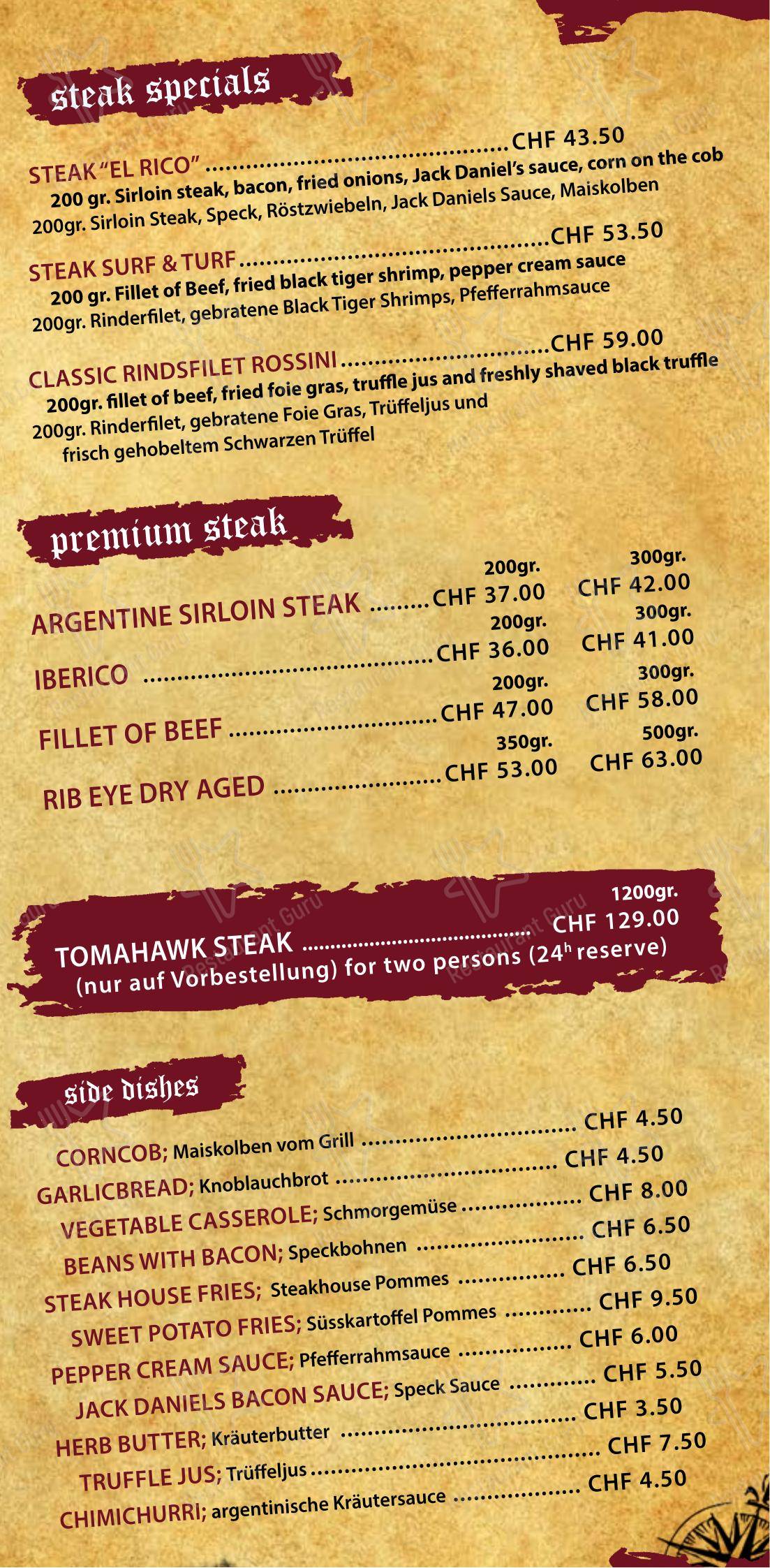 Меню напитков барбекю EL RICO - Steakhouse & Burger