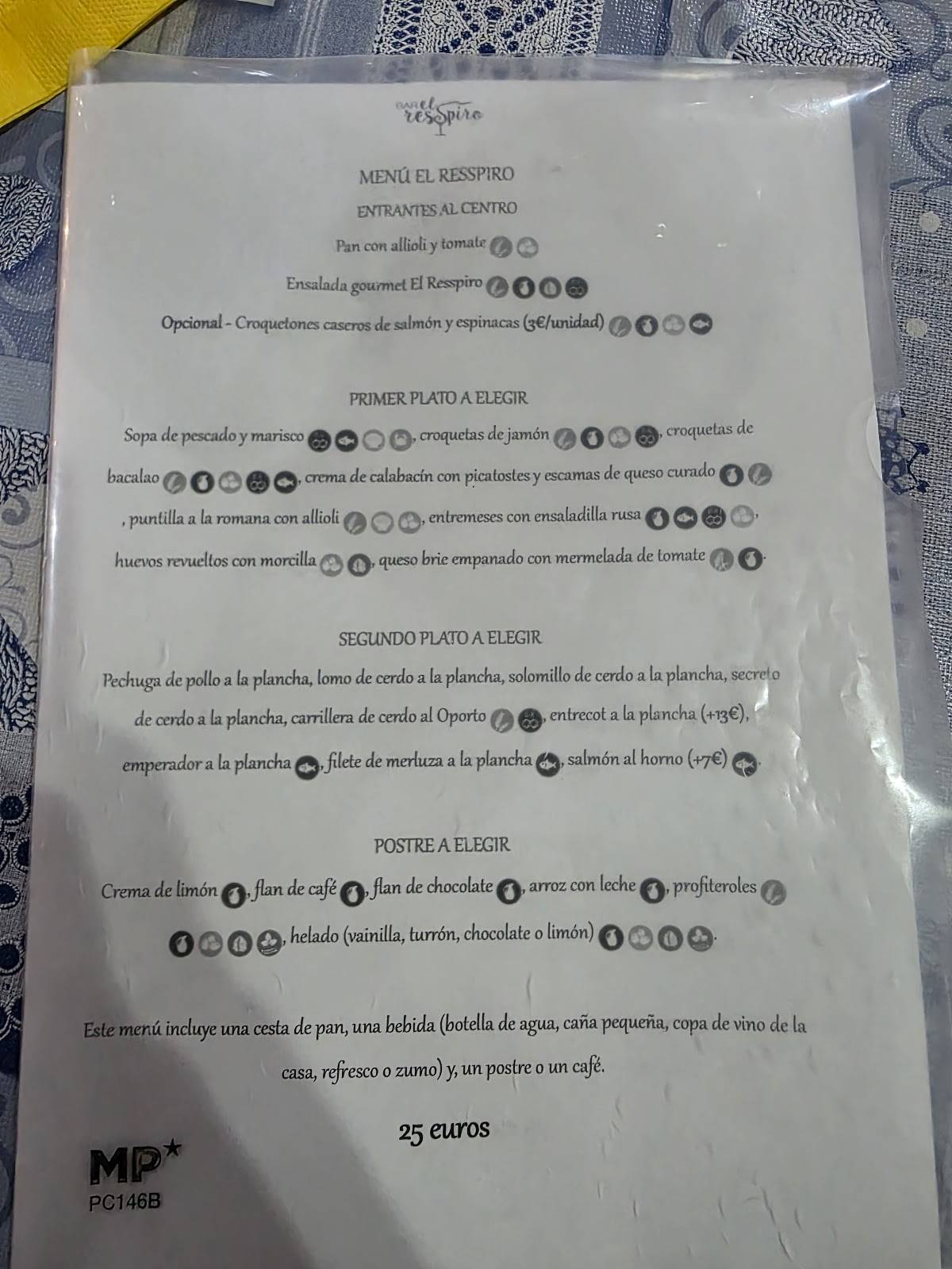 El Resspiro меню