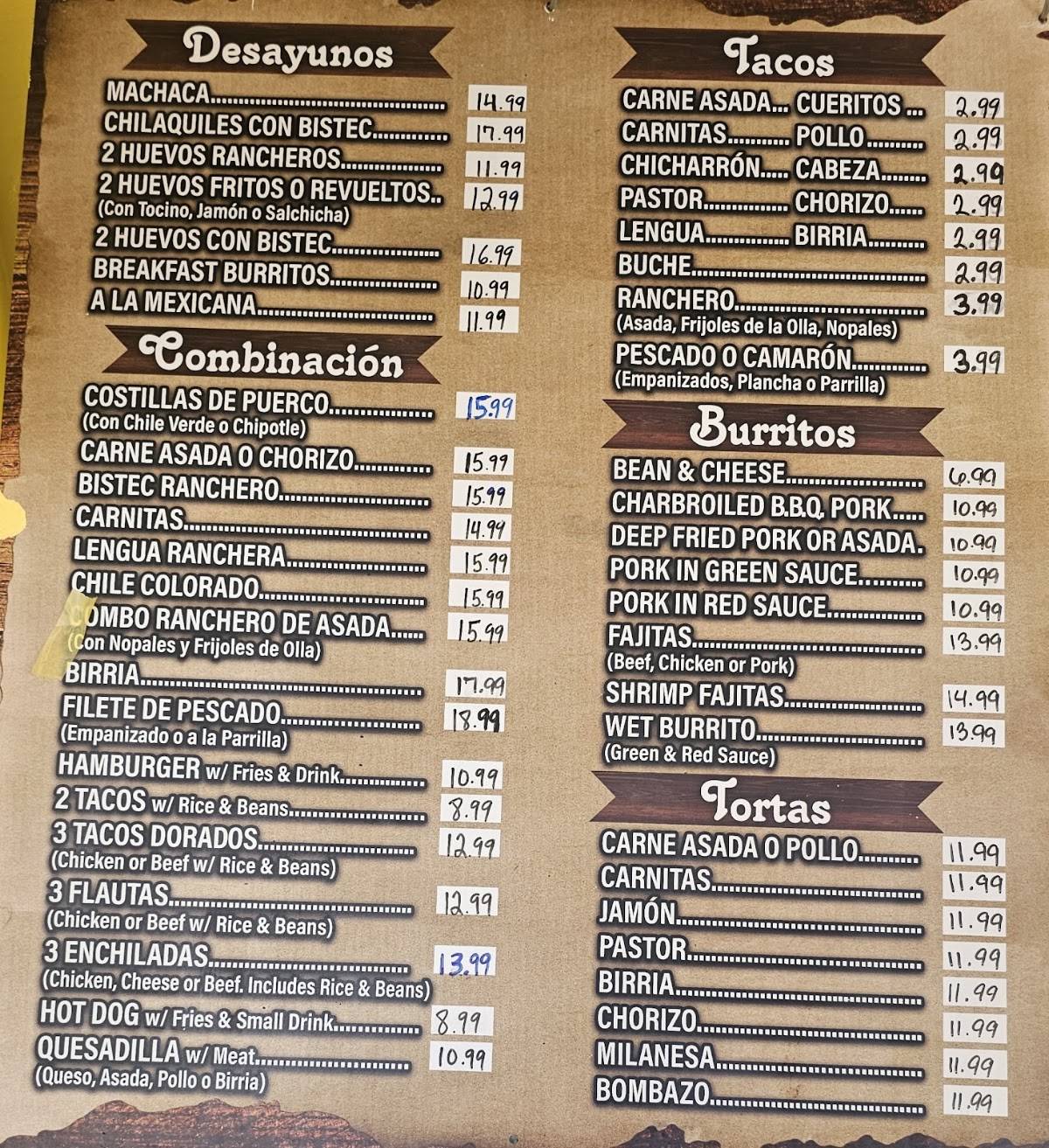El Trigo Restaurant меню
