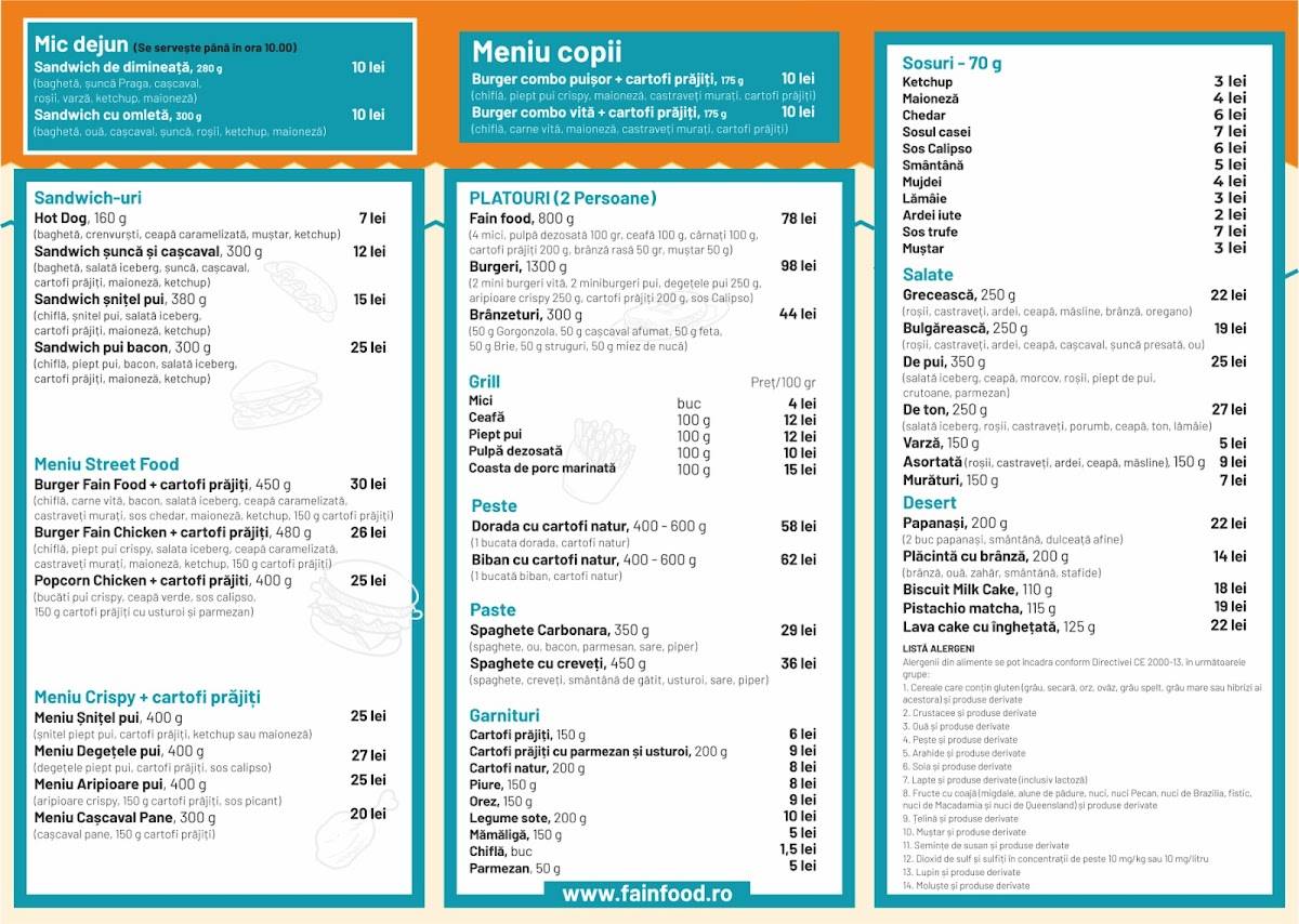 Fain Food меню