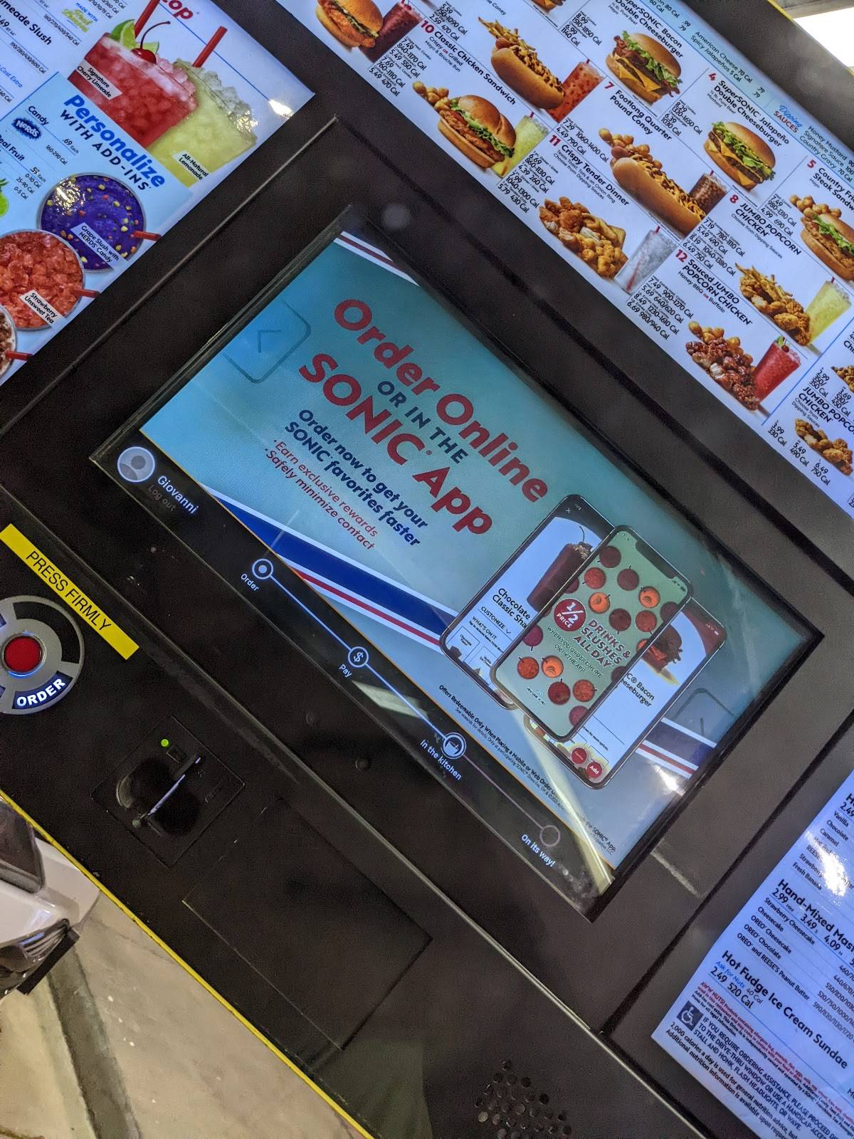 Sonic Drive-In меню