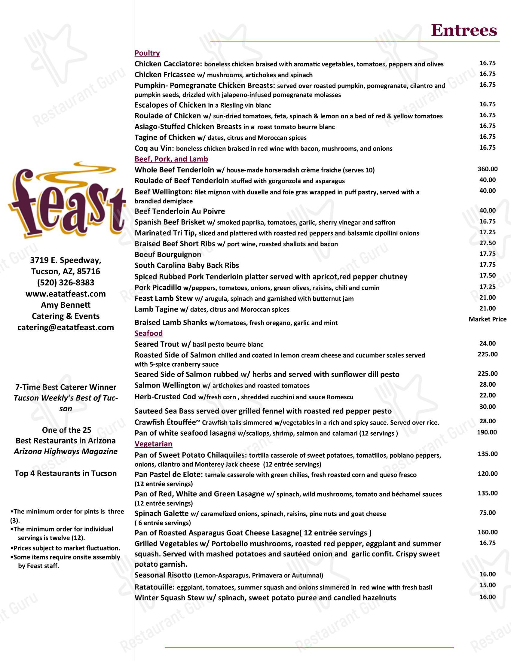 Feast в Тусне - Меню напитков