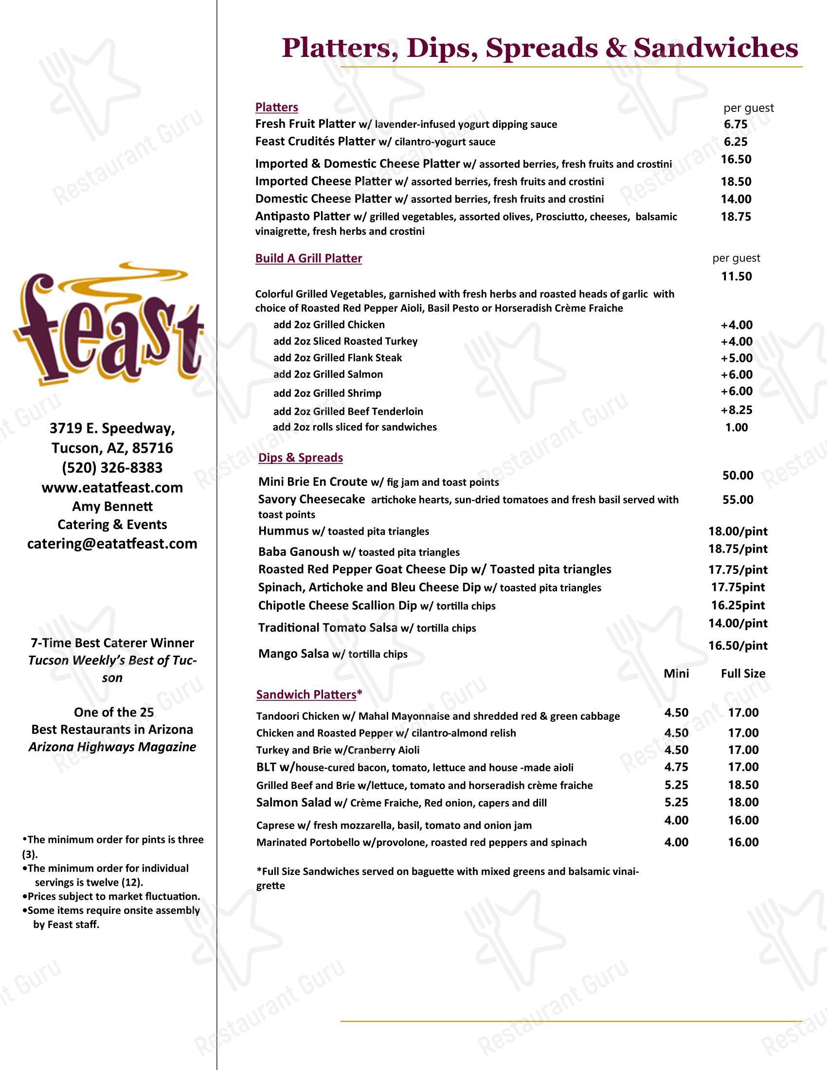 Меню ресторана Feast - Меню напитков