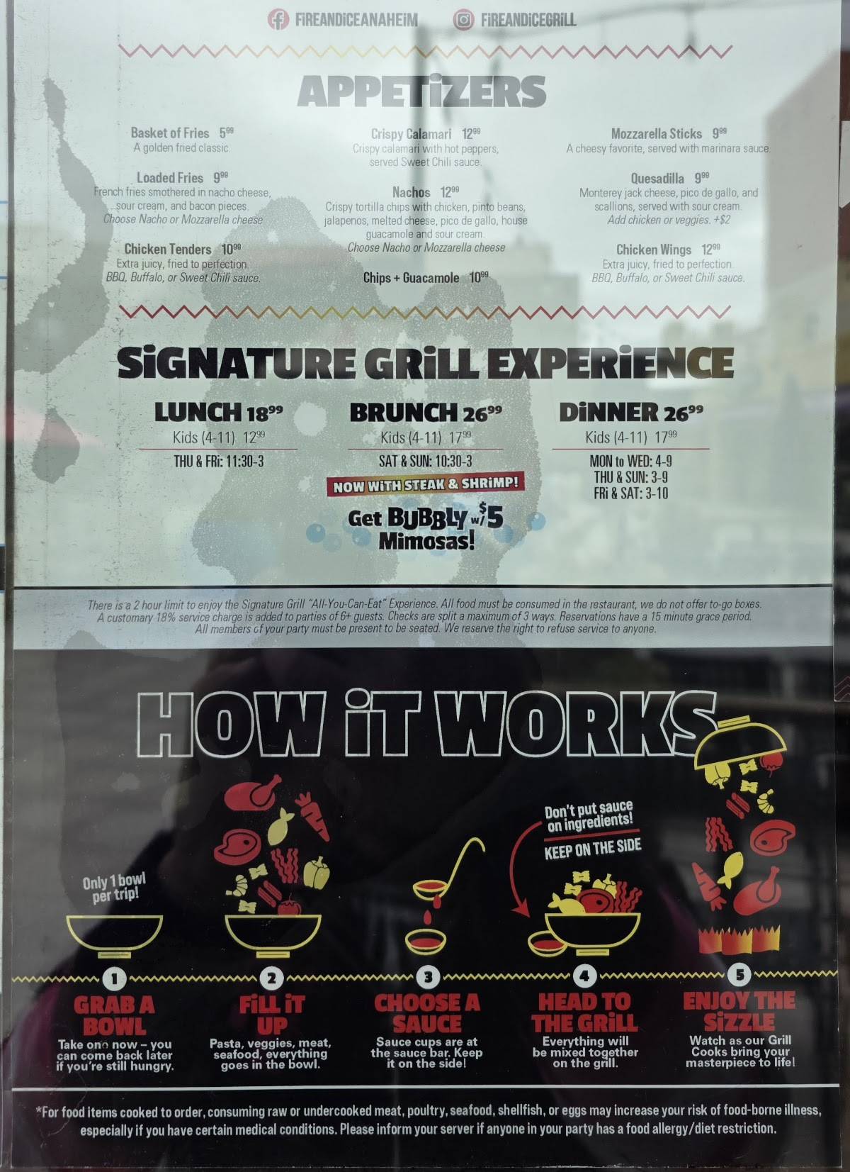 FiRE+iCE Interactive Grill & Bar меню