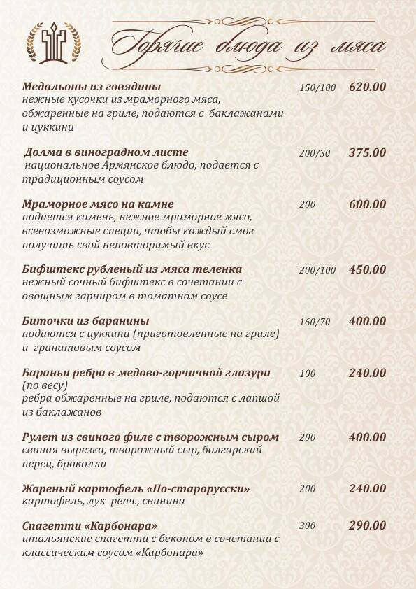 Фианит меню