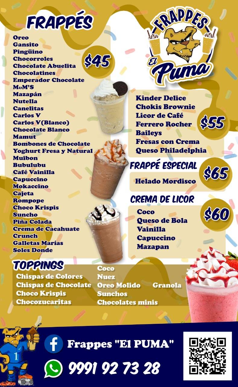 Frappes El Puma меню