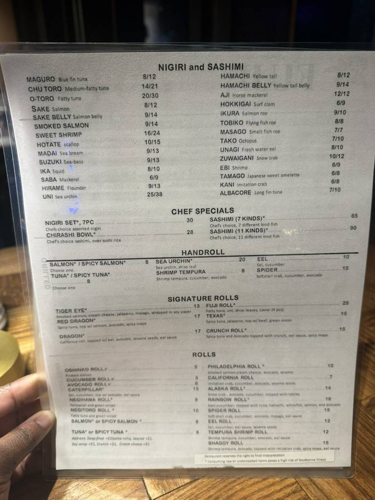 Fuji Japanese Sushi Bar меню
